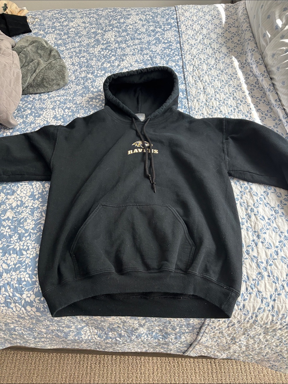NFL Black Baltimore Ravens Hooded Pullover with Gold Logo